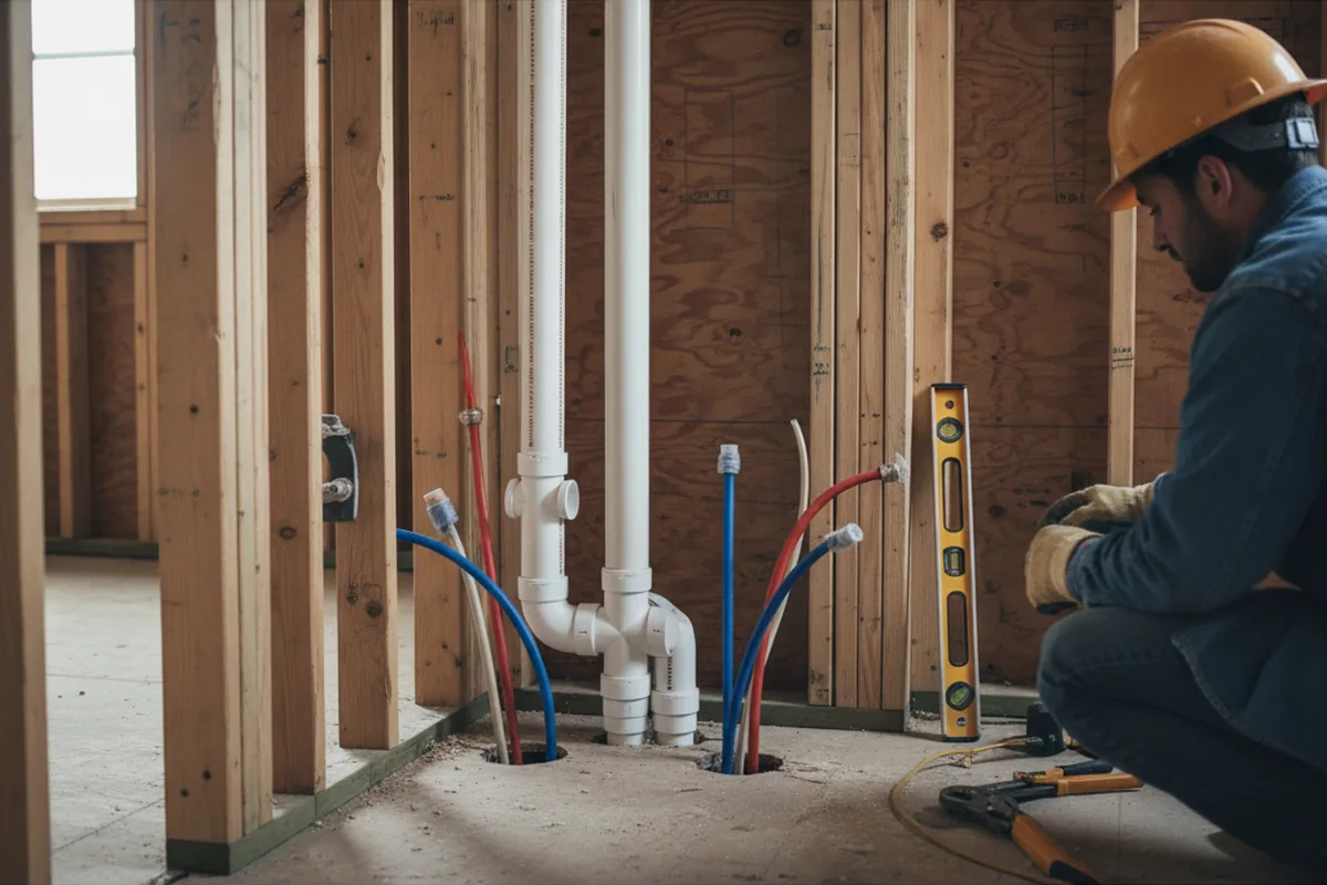 Drain and supply rough-in during Sump Pump Repair in Benson